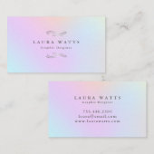 Modern Holographic Silver Swirl Visitekaartje (Voorkant / Achterkant)