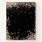 Modern holographic Sparkly Glitter Black Monogram Notitieboek (Achterkant)