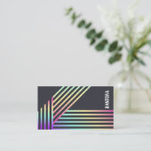 Modern Holographic Stripe QR Business Card Visitekaartje (Staand voorkant)