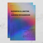 Modern Holographic Wedding Invitation Kaart (Voorkant / Achterkant)