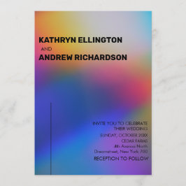 Modern Holographic Wedding Invitation Kaart