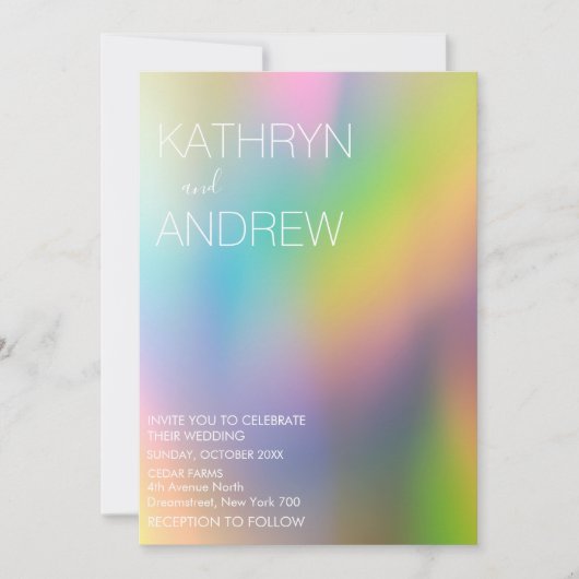 Modern Holographic Wedding Invitation Kaart (Voorkant)