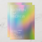 Modern Holographic Wedding Invitation Kaart (Voorkant / Achterkant)