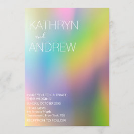 Modern Holographic Wedding Invitation Kaart