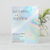 Modern Holographic Wedding Invitation Kaart (Staand voorkant)