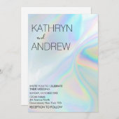 Modern Holographic Wedding Invitation Kaart (Voorkant / Achterkant)