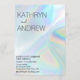 Modern Holographic Wedding Invitation Kaart