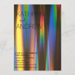 Modern Holographic Wedding Invitation Kaart