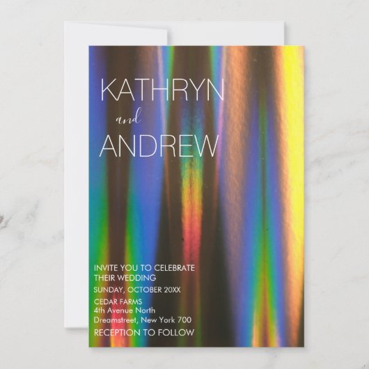 Modern Holographic Wedding Invitation Kaart (Voorkant)