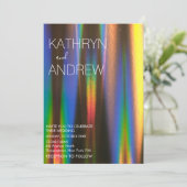 Modern Holographic Wedding Invitation Kaart (Staand voorkant)