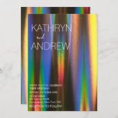 Modern Holographic Wedding Invitation Kaart (Voorkant / Achterkant)