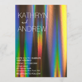 Modern Holographic Wedding Invitation Kaart