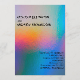 Modern Holographic Wedding Invitation Kaart