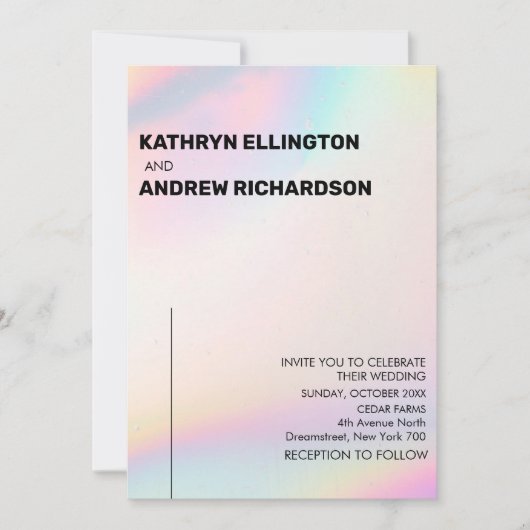 Modern Holographic Wedding Invitation Kaart (Voorkant)