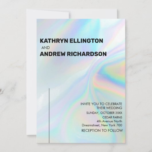 Modern Holographic Wedding Invitation Kaart (Voorkant)