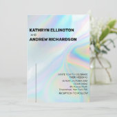 Modern Holographic Wedding Invitation Kaart (Staand voorkant)