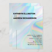 Modern Holographic Wedding Invitation Kaart (Voorkant / Achterkant)