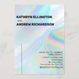 Modern Holographic Wedding Invitation Kaart