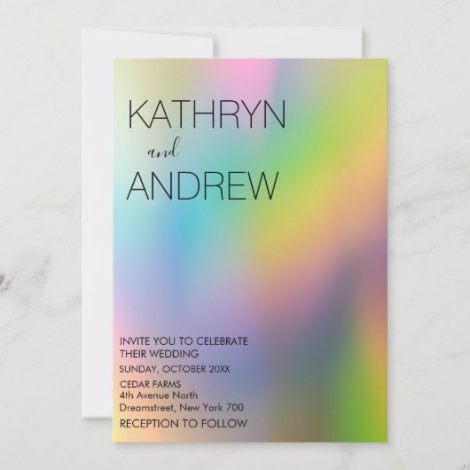 Modern Holographic Wedding Invitation Kaart (Voorkant)