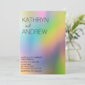Modern Holographic Wedding Invitation Kaart (Staand voorkant)