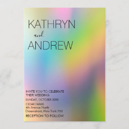 Modern Holographic Wedding Invitation Kaart