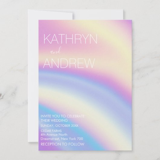 Modern Holographic Wedding Invitation Kaart (Voorkant)