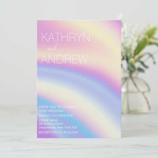 Modern Holographic Wedding Invitation Kaart (Staand voorkant)
