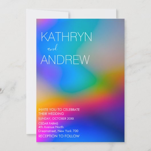 Modern Holographic Wedding Invitation Kaart (Voorkant)