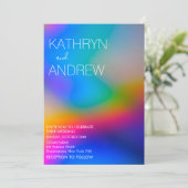 Modern Holographic Wedding Invitation Kaart (Staand voorkant)