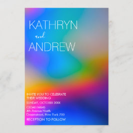 Modern Holographic Wedding Invitation Kaart