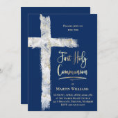 modern Holy cross on blue | First Communion Kaart (Voorkant / Achterkant)