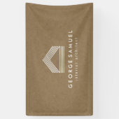 Modern Home Design | Abstract Logo on Wood Color Spandoek (Verticaal)