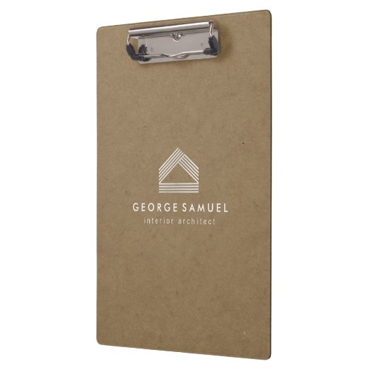 Modern Home Design | Abstract Logo on Wood Texture Klembord (Links)