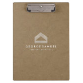 Modern Home Design | Abstract Logo on Wood Texture Klembord (Voorkant)