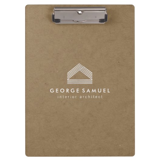 Modern Home Design | Abstract Logo on Wood Texture Klembord (Voorkant)