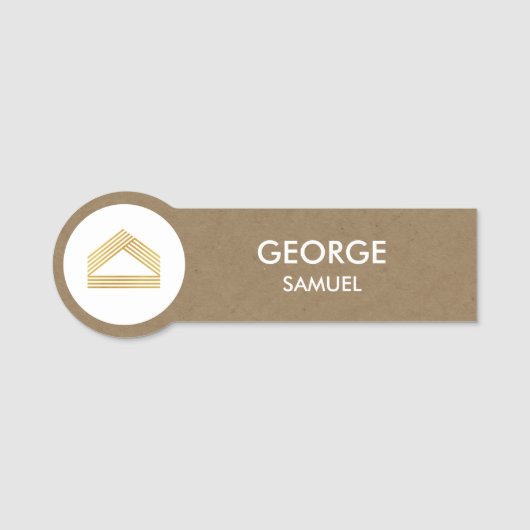 Modern Home Design | Abstract Logo on Wood Texture Naamplaatje (Voorkant)