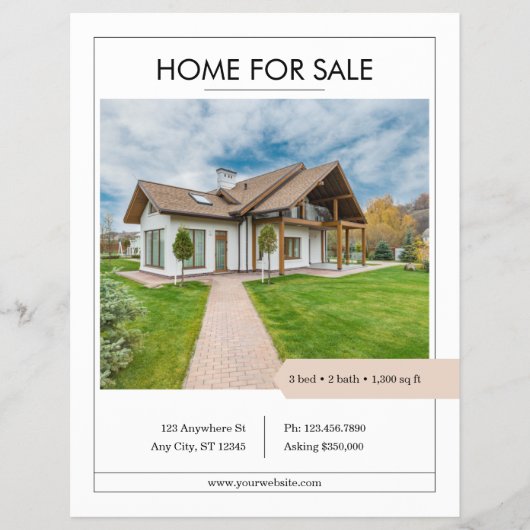 Modern Home for Sale Two-Sided Real Estate Flyer (Voorkant)
