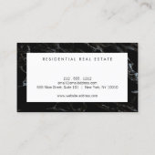 Modern Home Logo Architectuur Realtor Zwart Marmer Visitekaartje (Achterkant)