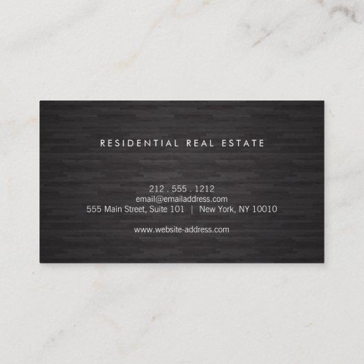 Modern Home Logo Faux Gold op zwart hout Visitekaartje (Achterkant)