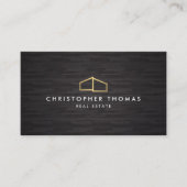 Modern Home Logo Faux Gold op zwart hout Visitekaartje (Voorkant)