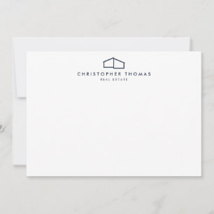 Modern Home Logo in Navy Blue Flat Note Kaart Notitiekaartje