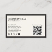 Modern Home Logo Onroerend goed Ivoor/Zwart QR cod Visitekaartje (Achterkant)