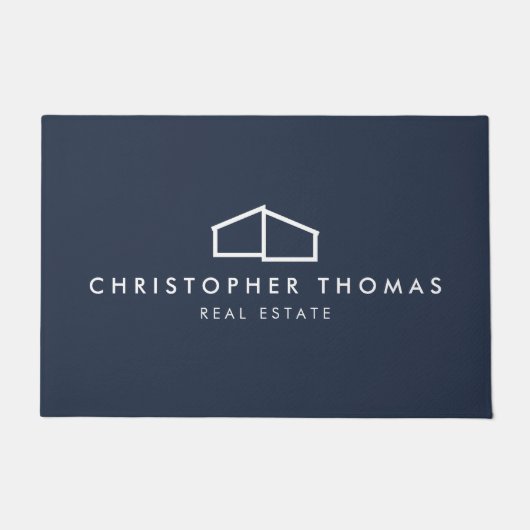 Modern Home Logo Onroerend goed Navy Blue Deurmat (Voorkant)