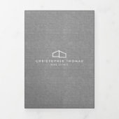 Modern Home Logo Real Estate Grijs Linnen Brochure Drieluik Kaart (Cover)