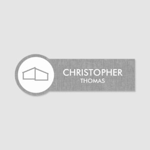 Modern Home Logo Real Estate, Realtor Grey Linen Naamplaatje