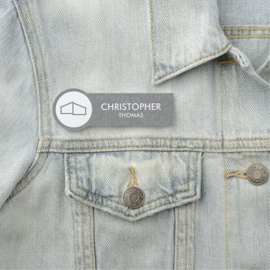 Modern Home Logo Real Estate, Realtor Grey Linen Naamplaatje (In situ)
