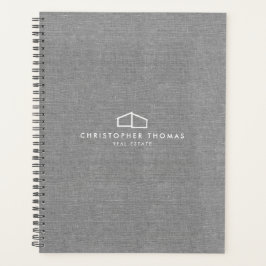 Modern Home Logo Real Estate, Realtor Grey Linen Planner