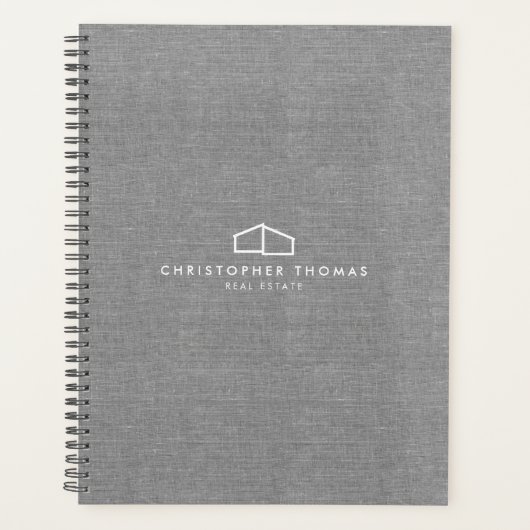 Modern Home Logo Real Estate, Realtor Grey Linen Planner (Voorkant)
