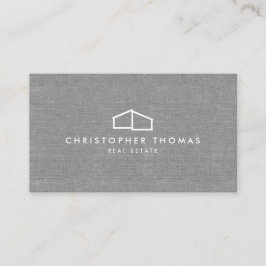 Modern Home Logo Real Estate, Realtor Grey Linen Visitekaartje