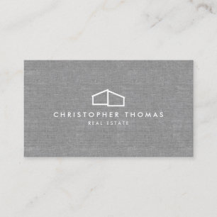 Modern Home Logo Real Estate, Realtor Grey Linen Visitekaartje